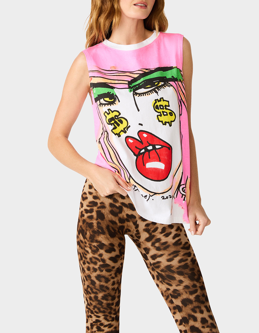 BETSEY FACE TANK GRAPHIC PINK - APPAREL - Betsey Johnson - view 6