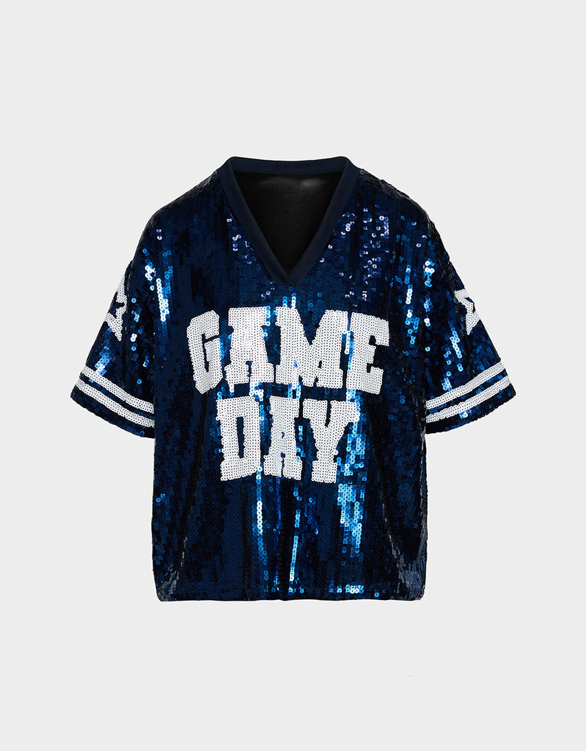 GAME DAY JERSEY BLUE - APPAREL - Betsey Johnson