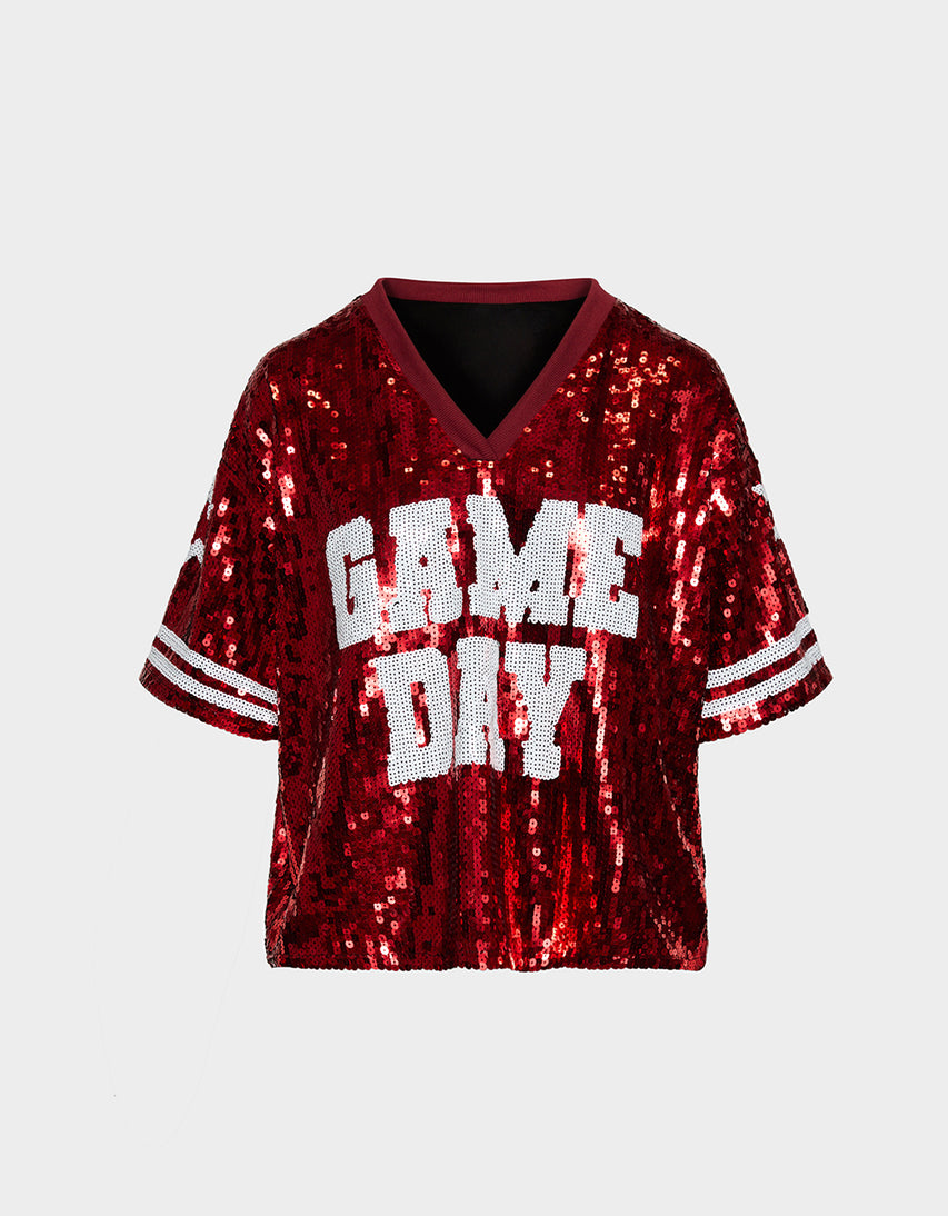 GAME DAY JERSEY RED - APPAREL - Betsey Johnson