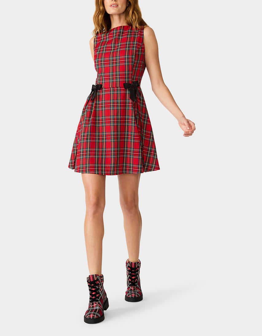 TARTAN TOAST DRESS RED PLAID - APPAREL - Betsey Johnson
