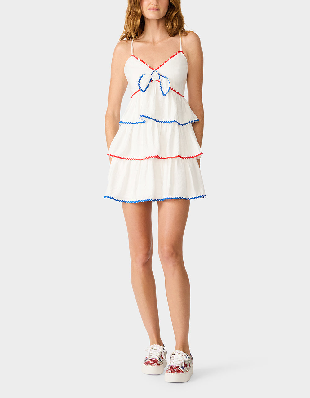 RED WHITE & TWIRL Sleeveless Ruffle Women's Mini Dress – Betsey Johnson