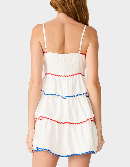 RED WHITE & TWIRL DRESS