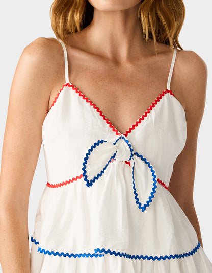 RED WHITE & TWIRL DRESS