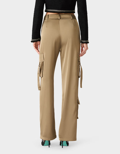 SILK UTILITY PANTS DARK OLIVE