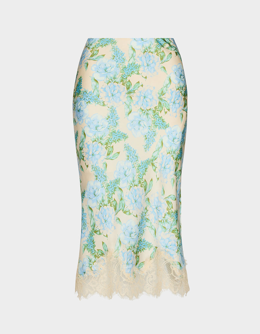 FLORAL SLIP SKIRT LIGHT BLUE - APPAREL - Betsey Johnson