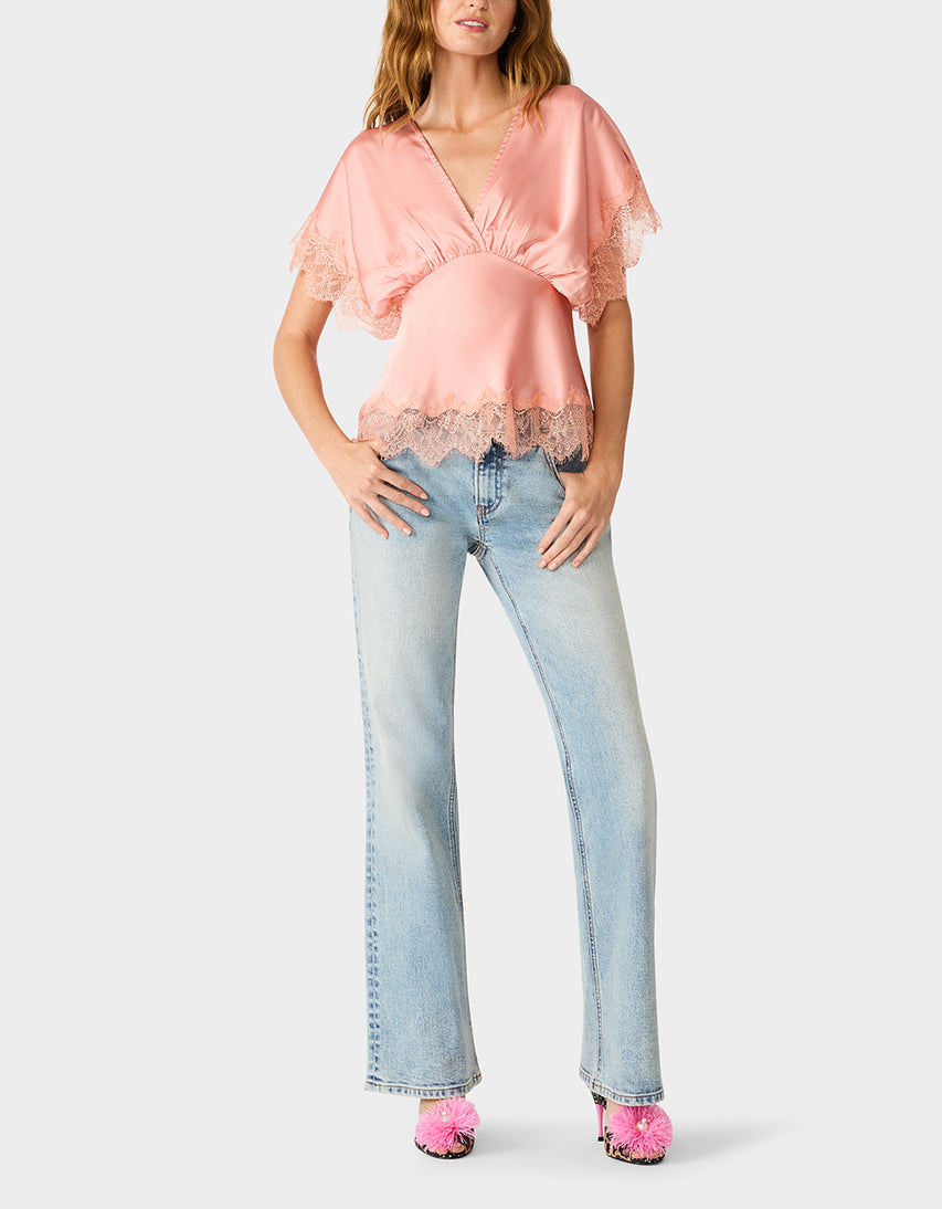 LACE LINES TOP BLUSH