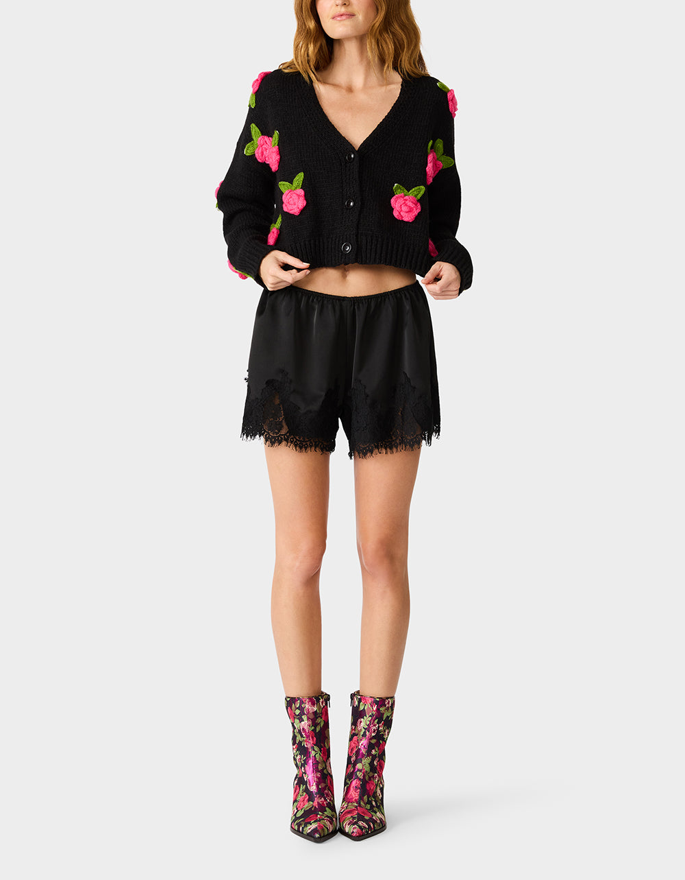 ROSETTE CARDIGAN BLACK PINK - APPAREL - Betsey Johnson - view 3