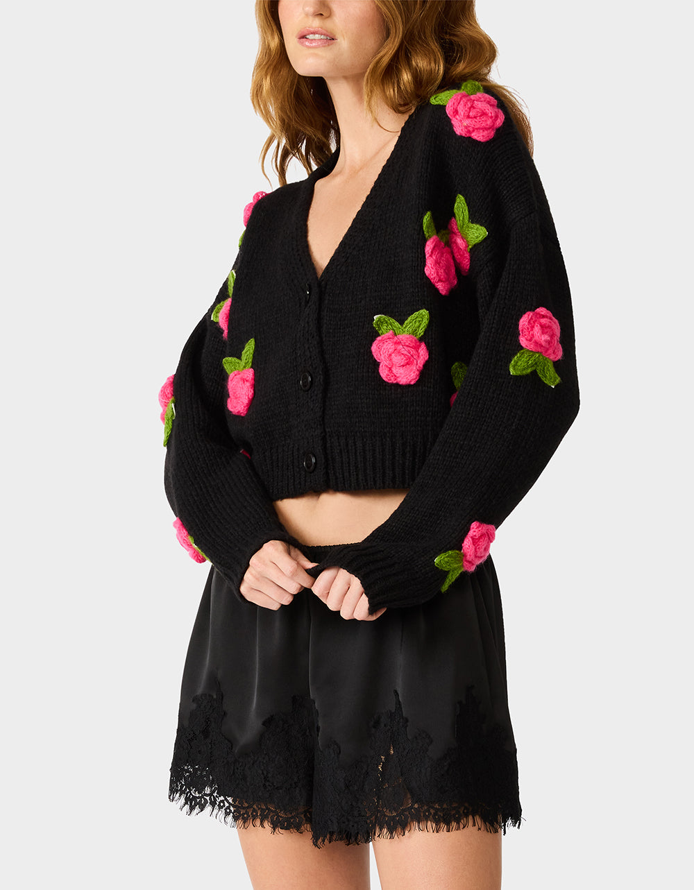 ROSETTE CARDIGAN BLACK PINK - APPAREL - Betsey Johnson - view 5
