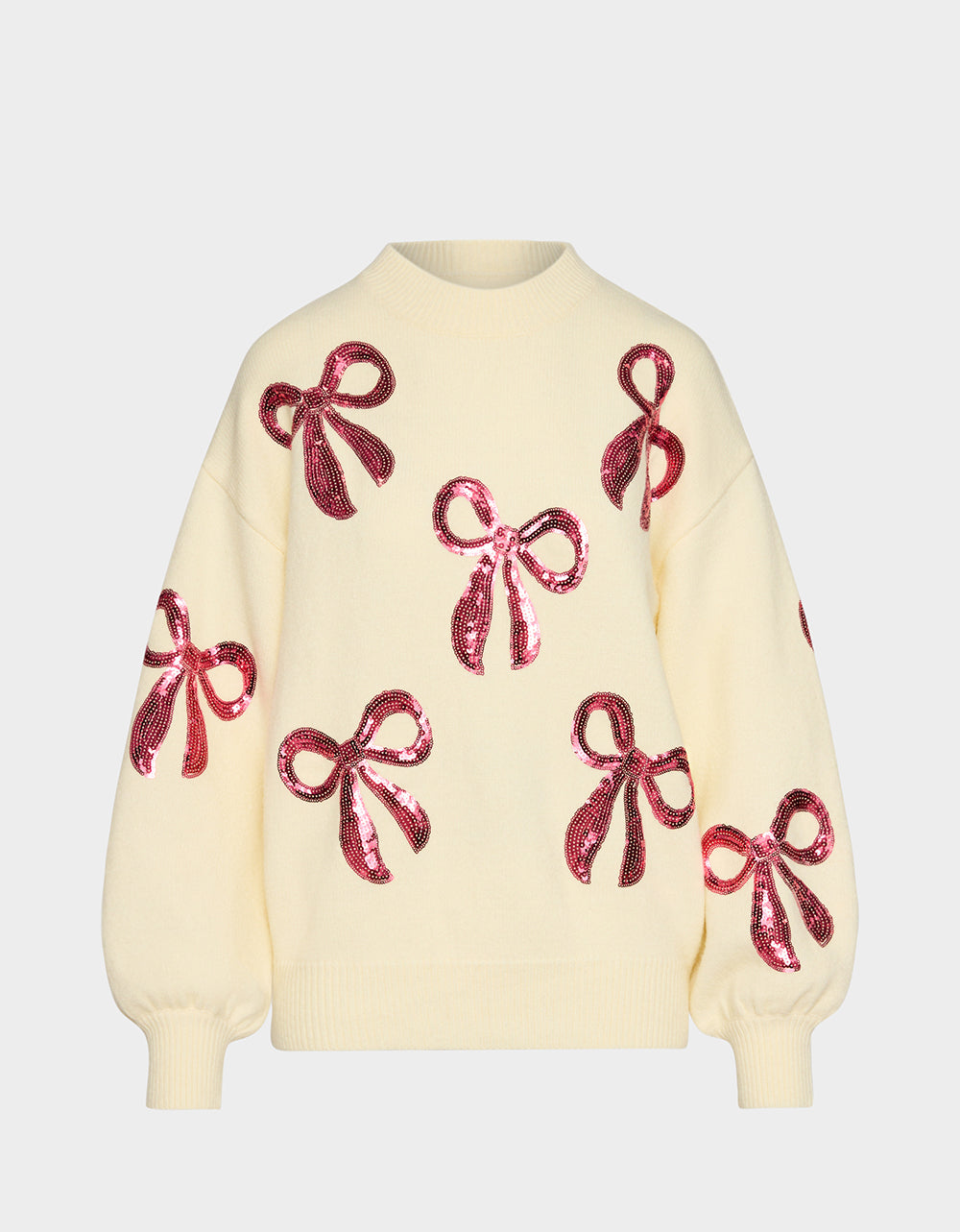 SEQUIN BOW SWEATER CREAM - APPAREL - Betsey Johnson - view 2
