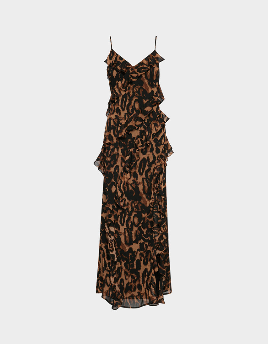 WILD RUFFLE MAXI DRESS LEOPARD - APPAREL - Betsey Johnson