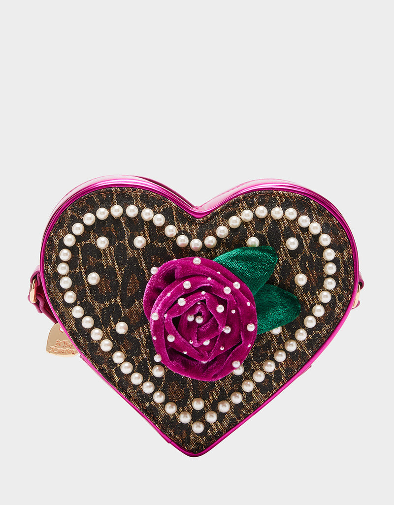 LEOPARD HEART CROSSBODY LEOPARD  Rose Handbag – Betsey Johnson