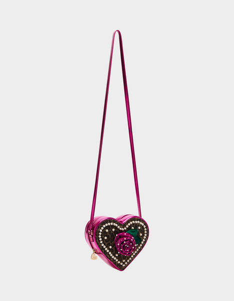LEOPARD HEART CROSSBODY LEOPARD  Rose Handbag – Betsey Johnson