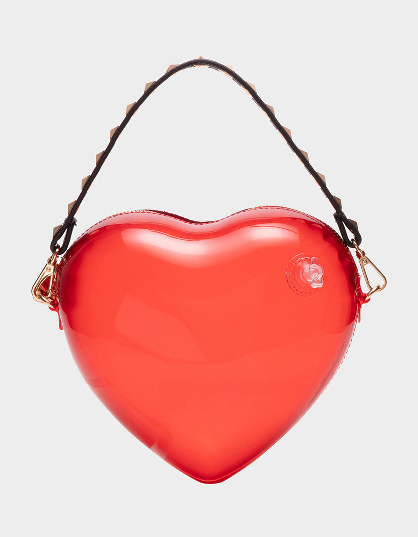 KITSCH HEART BEAT CROSSBODY RED - HANDBAGS - Betsey Johnson