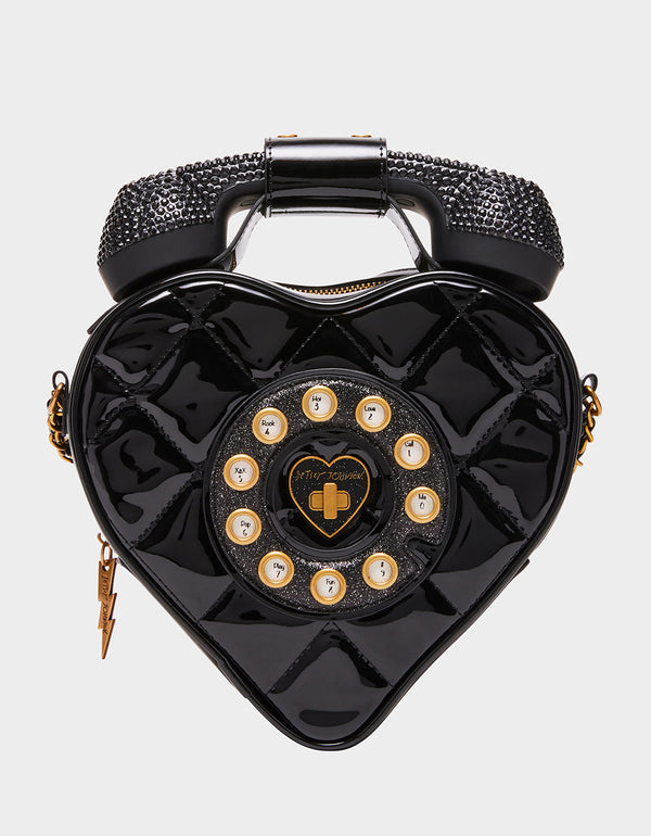 Betsey Johnson Phone Tag Heart Shaped Crossbody (Telephone Handset Connects  Wirelessly to Talk!)