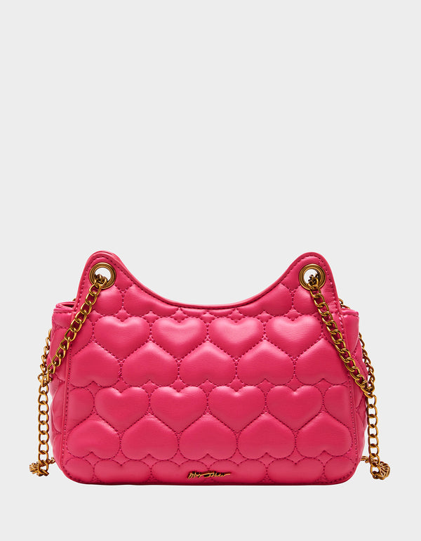 Betsey Johnson Luv Pink Quilted Hearts Tassel Bow Gold Logo Mini Bag Purse  Tote - $27 - From Carey