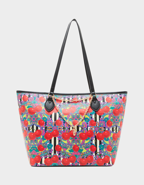 FRESH N FRUITY TOTE WITH NECKLACE RED - HANDBAGS - Betsey Johnson