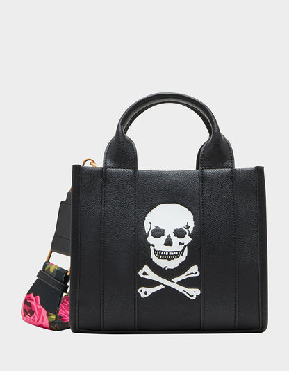 SKULLY DEBOSS MINI TOTE BLACK - HANDBAGS - Betsey Johnson