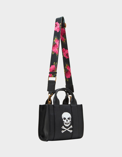 SKULLY DEBOSS MINI TOTE BLACK - HANDBAGS - Betsey Johnson