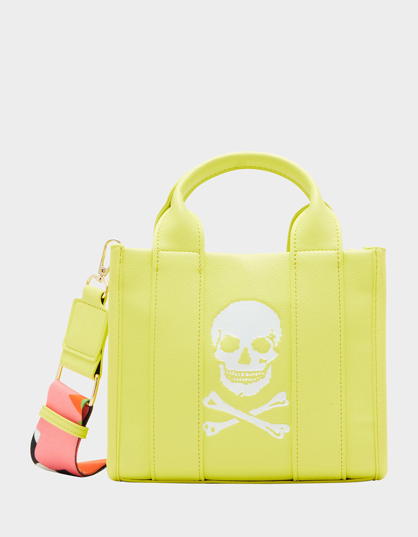 SKULLY DEBOSS MINI TOTE CITRON - HANDBAGS - Betsey Johnson