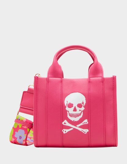 SKULLY DEBOSS MINI TOTE PINK - HANDBAGS - Betsey Johnson