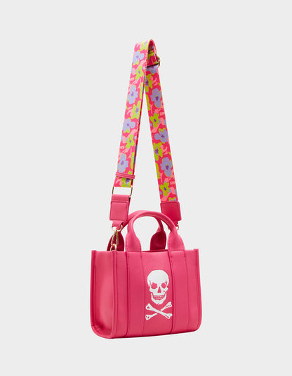 SKULLY DEBOSS MINI TOTE PINK - HANDBAGS - Betsey Johnson