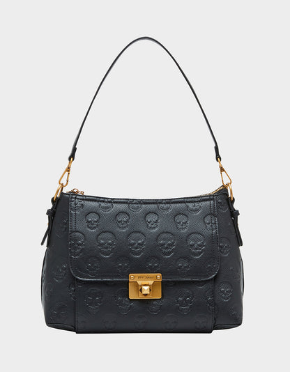 SKULL BOSS SATCHEL BLACK - HANDBAGS - Betsey Johnson