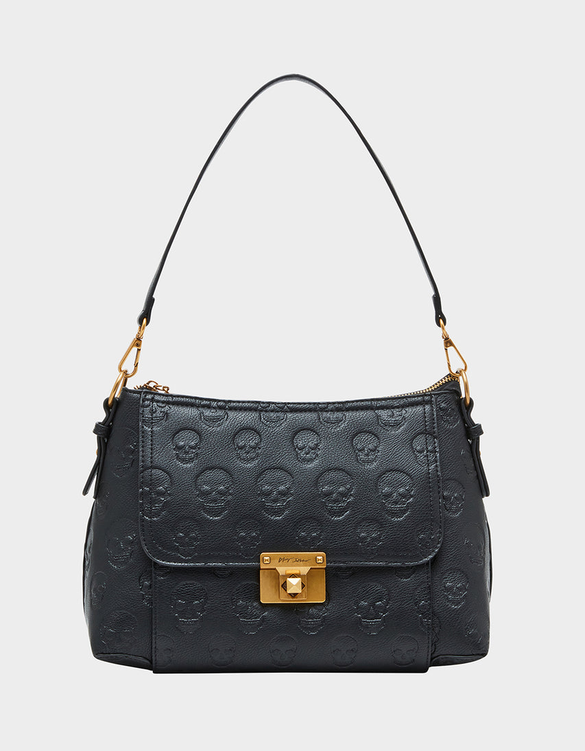 SKULL BOSS SATCHEL BLACK - HANDBAGS - Betsey Johnson