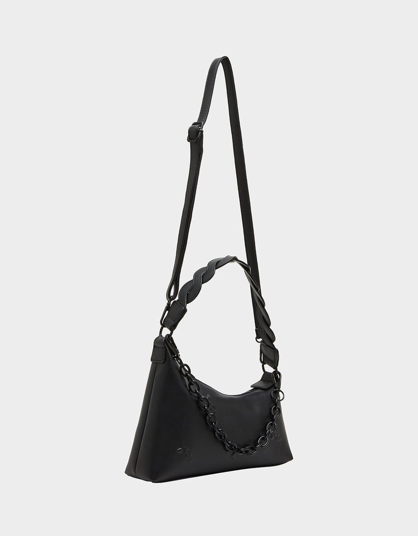 OFF KILTER ROSETTE BAG BLACK - HANDBAGS - Betsey Johnson