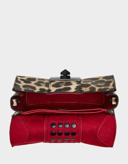 STUDDED CROSSBODY FLAP BAG LEOPARD - HANDBAGS - Betsey Johnson