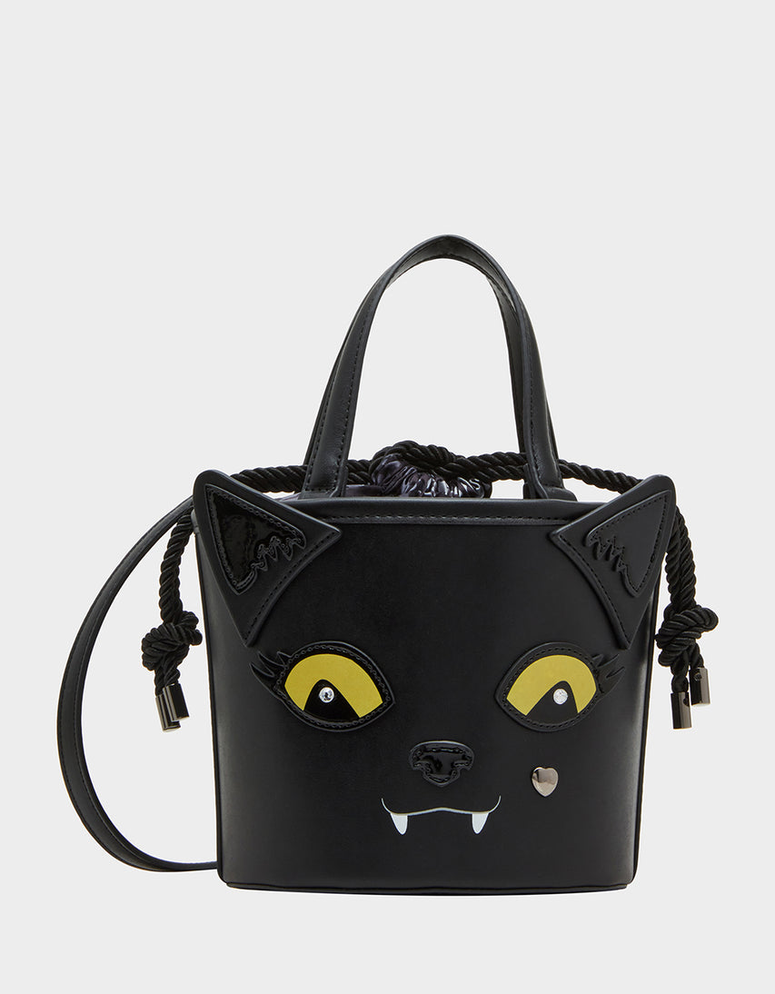 KITSCH GIMMIE CANDY CAT BUCKET BAG BLACK - HANDBAGS - Betsey Johnson