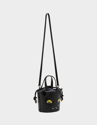 KITSCH GIMMIE CANDY CAT BUCKET BAG BLACK - HANDBAGS - Betsey Johnson