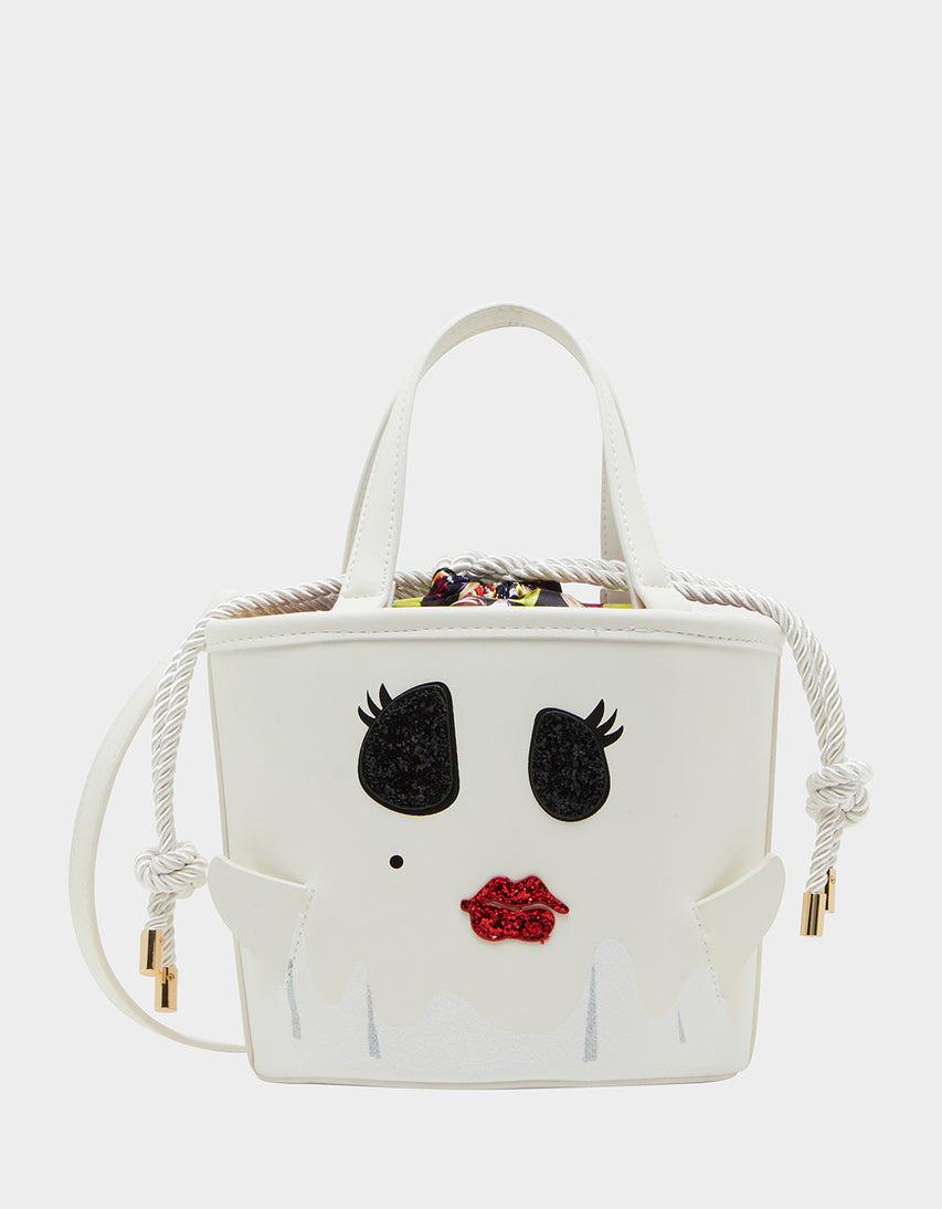 KITSCH GIMMIE CANDY GHOST BUCKET BAG WHITE - HANDBAGS - Betsey Johnson