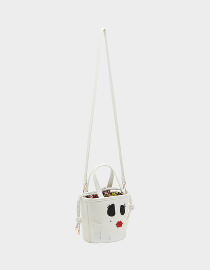 KITSCH GIMMIE CANDY GHOST BUCKET BAG WHITE - HANDBAGS - Betsey Johnson