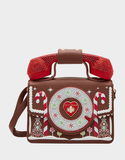 KITSCH GINGERBREAD PHONE BAG BROWN - HANDBAGS - Betsey Johnson