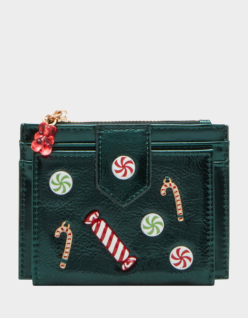 HOLIDAY CANDY BIFOLD WALLET GREEN - HANDBAGS - Betsey Johnson