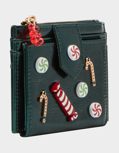 HOLIDAY CANDY BIFOLD WALLET GREEN - HANDBAGS - Betsey Johnson