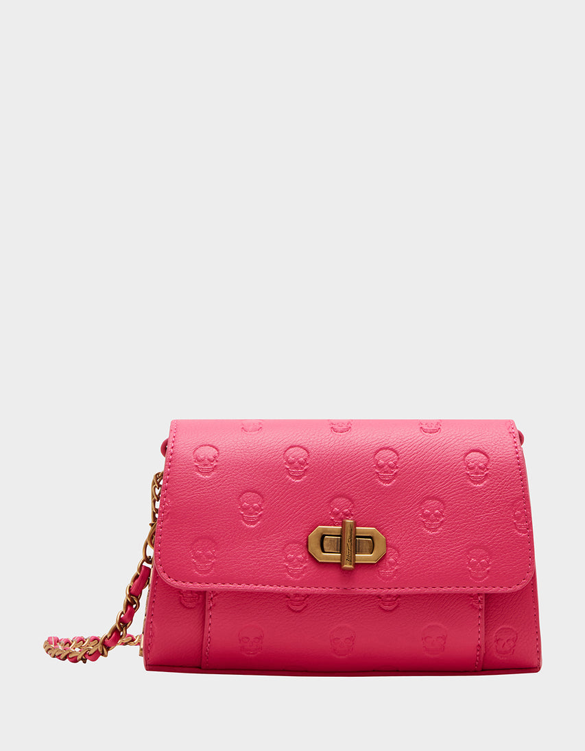 SKULLICIOUS MINI TURNLOCK CROSSBODY PINK - HANDBAGS - Betsey Johnson