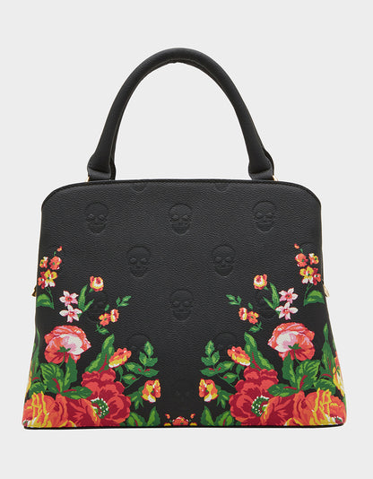 SKULLICIOUS SMALL SATCHEL FLORAL - HANDBAGS - Betsey Johnson