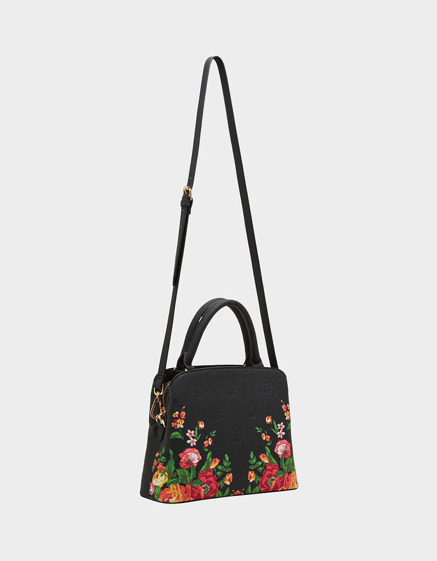 SKULLICIOUS SMALL SATCHEL FLORAL - HANDBAGS - Betsey Johnson