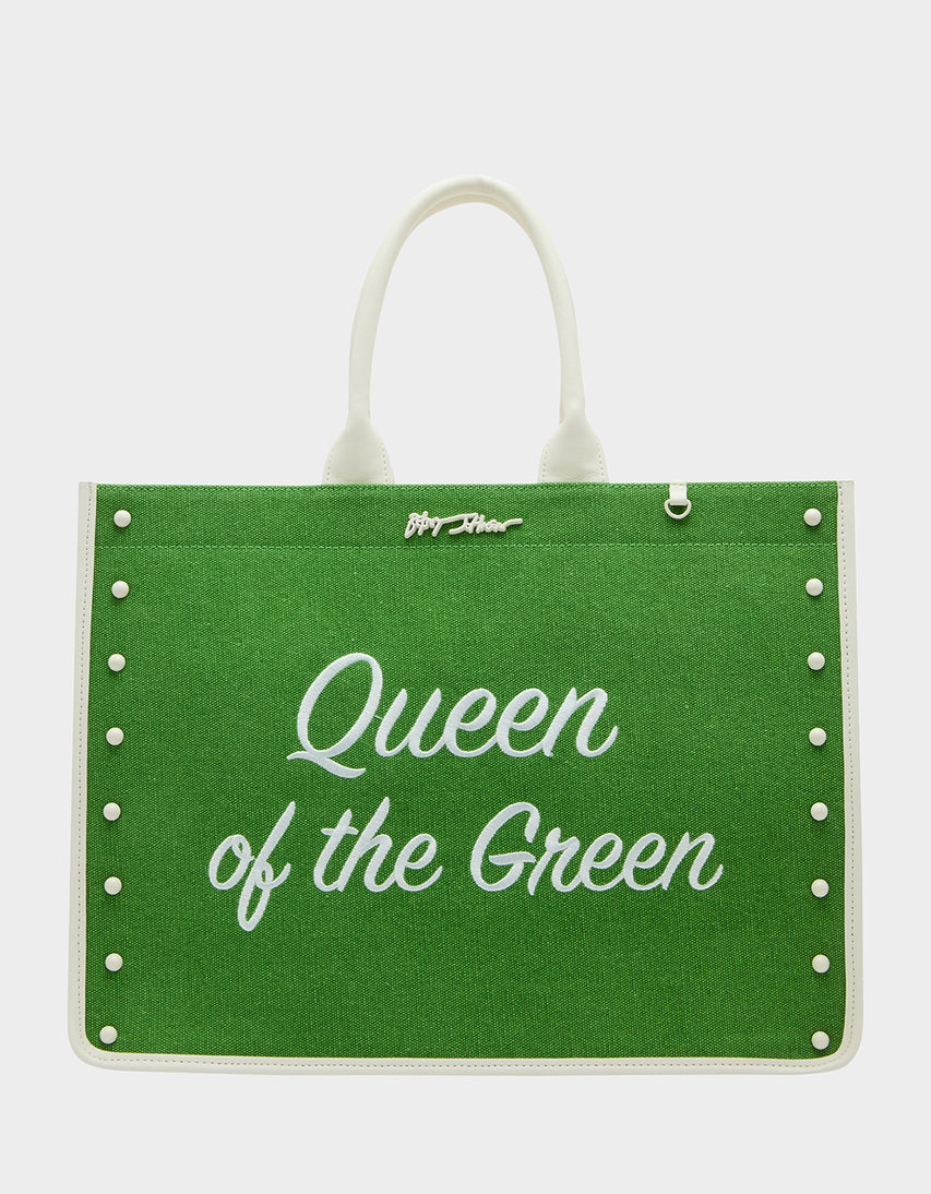 QUEEN OF THE GREEN CANVAS TOTE GREEN - HANDBAGS - Betsey Johnson