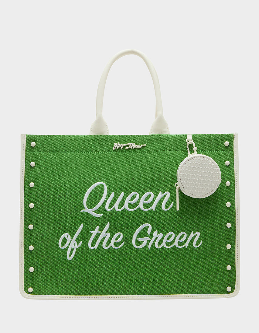 QUEEN OF THE GREEN CANVAS TOTE GREEN - HANDBAGS - Betsey Johnson