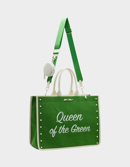 QUEEN OF THE GREEN CANVAS TOTE GREEN - HANDBAGS - Betsey Johnson