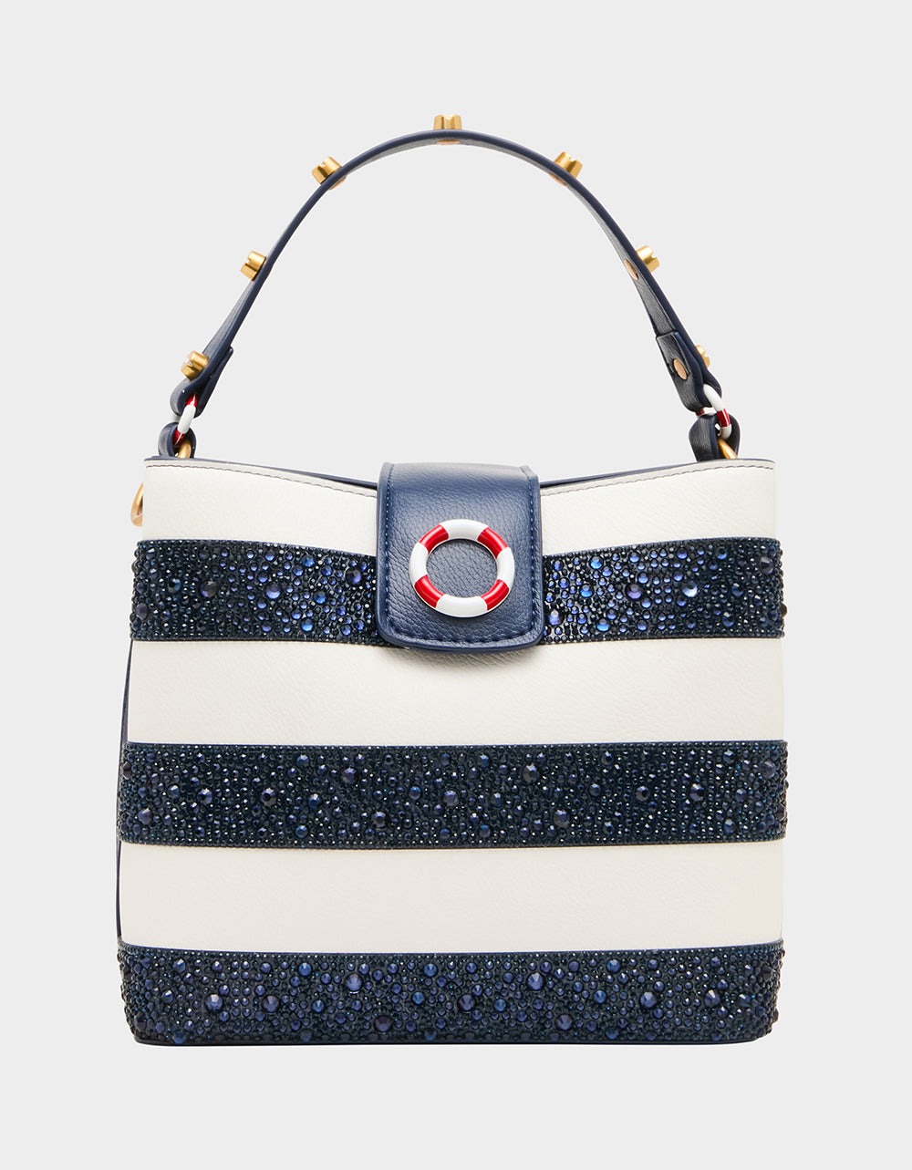 AHOY, GORGEOUS RHINESTONE STRIPE NAVY MULTI - HANDBAGS - Betsey Johnson