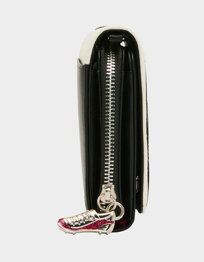 KICKIN' IT WALLET ON CHAIN BLACK/WHITE - HANDBAGS - Betsey Johnson