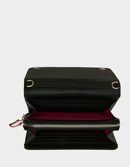 KICKIN' IT WALLET ON CHAIN BLACK/WHITE - HANDBAGS - Betsey Johnson