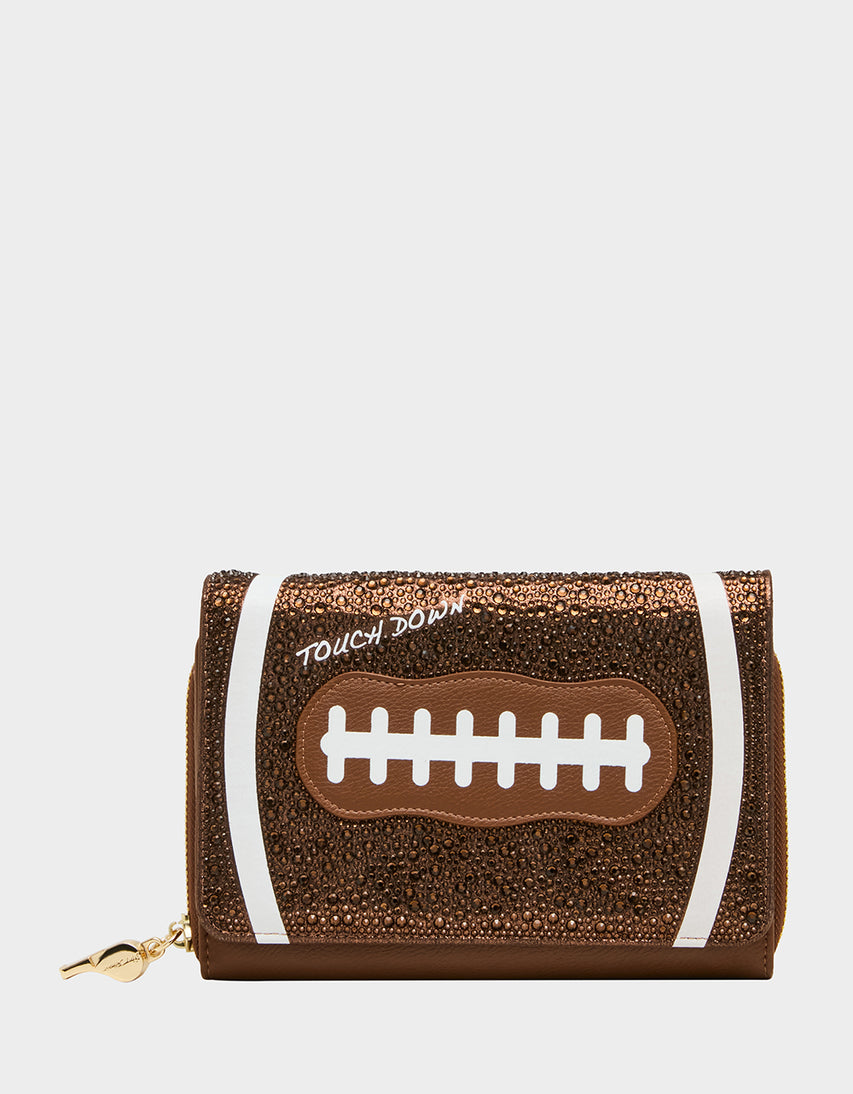 BLITZ & GLITZ WALLET ON CHAIN BROWN - HANDBAGS - Betsey Johnson