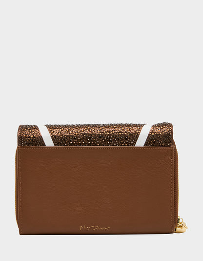 BLITZ & GLITZ WALLET ON CHAIN BROWN - HANDBAGS - Betsey Johnson