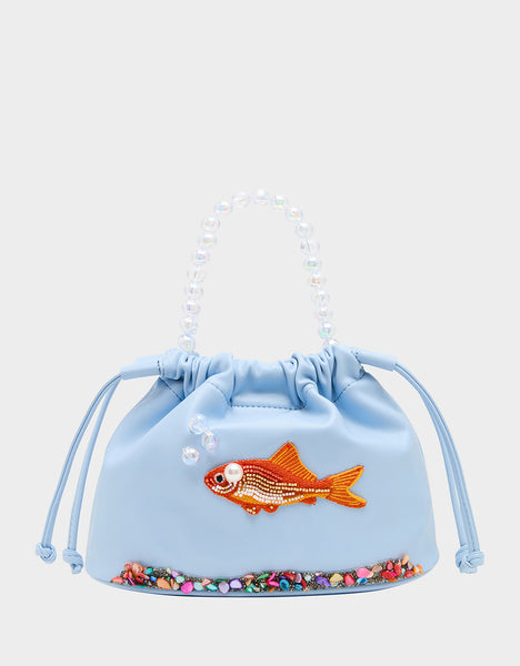 HOOKED ON YOU Blue Fish Embellished Pearls Women's Crossbody