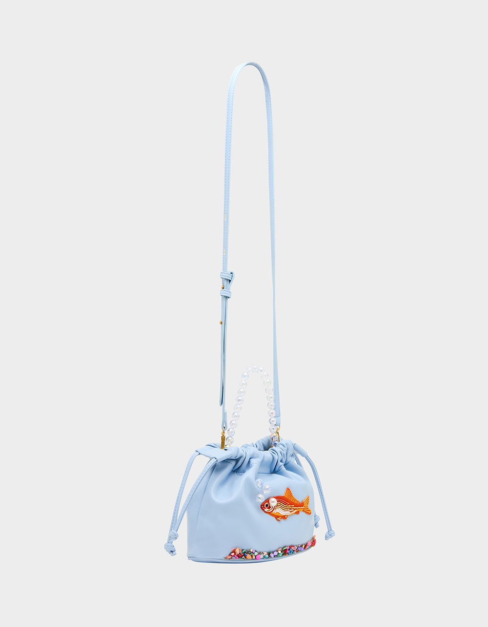HOOKED ON YOU Blue Fish Embellished Pearls Women's Crossbody