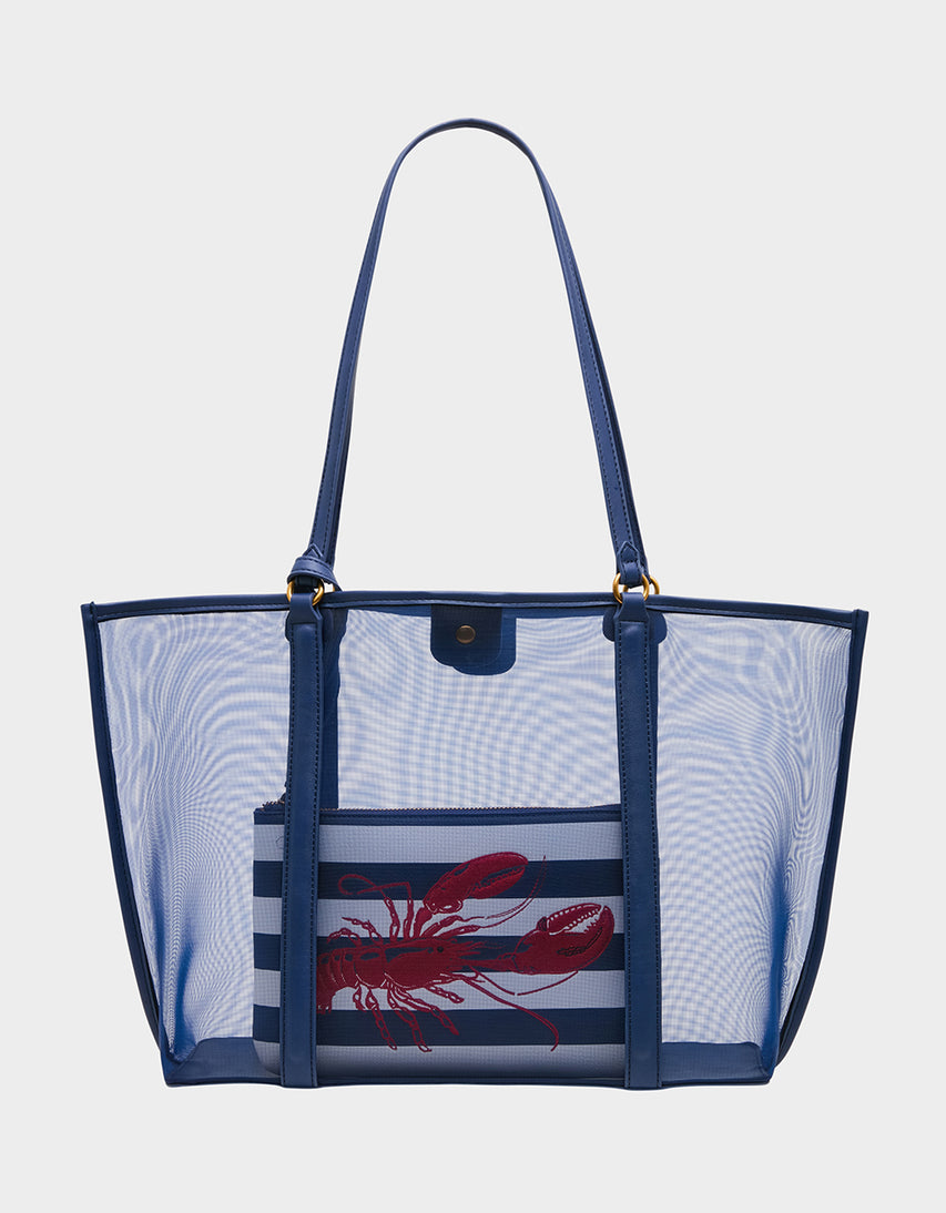HOTTER THAN BUTTER MESH TOTE W NAVY - HANDBAGS - Betsey Johnson